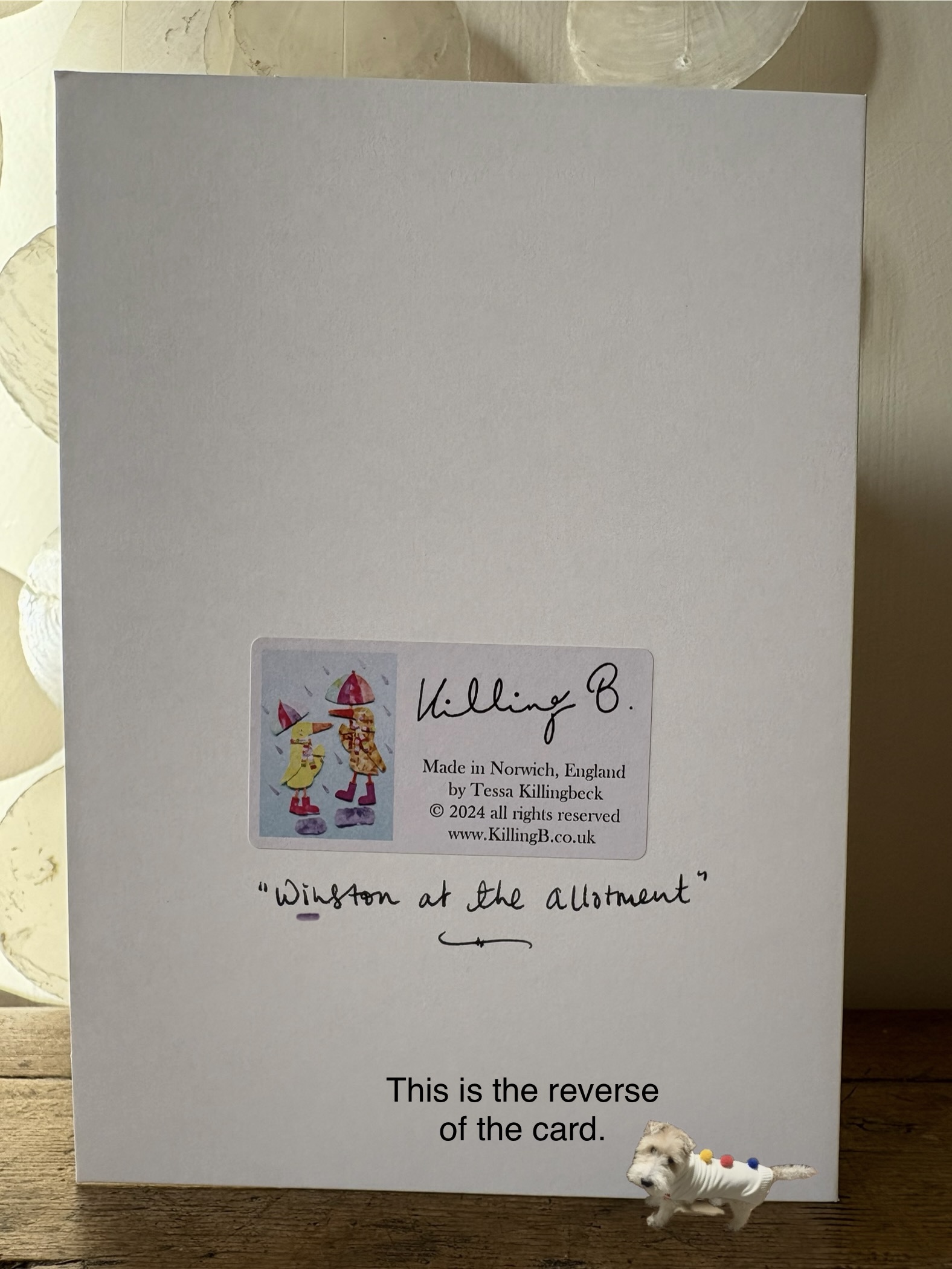 Winston at the Allotment - Reverse