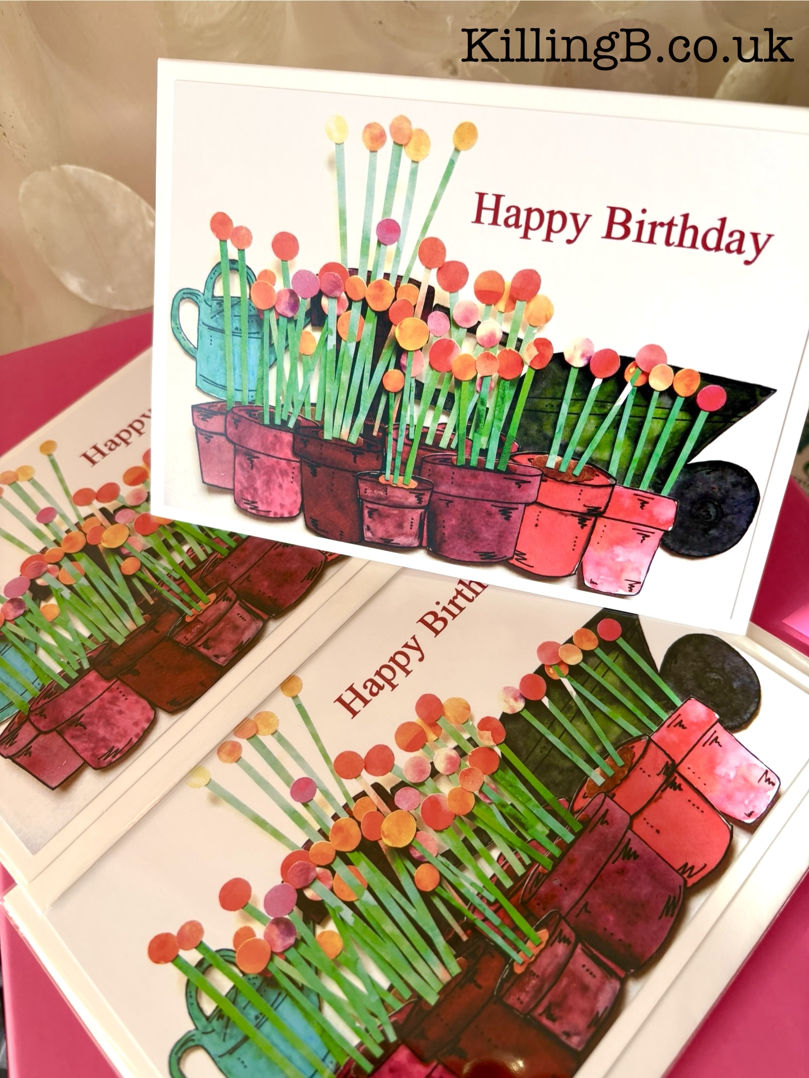 Wheelbarrow, Watering Can & Pots of Plants